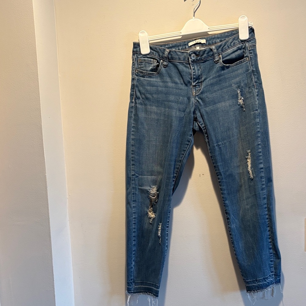 Dex Distressed Ankle Jeans in Blue